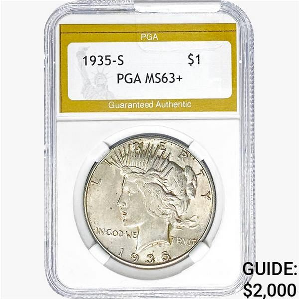 1935-S Silver Peace Dollar PGA MS63+