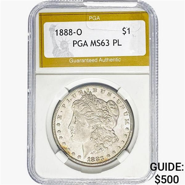1888-O Morgan Silver Dollar PGA MS63 PL