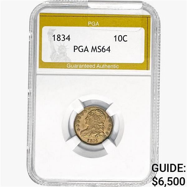 1834 Capped Bust Dime PGA MS64
