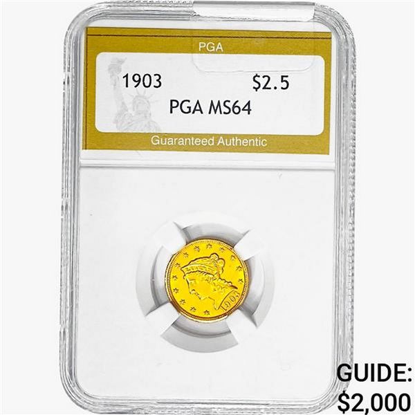 1903 $2.50 Gold Quarter Eagle PGA MS64