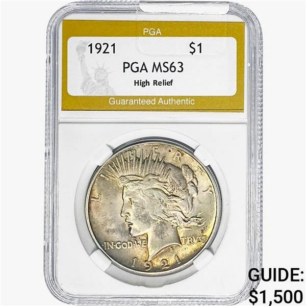 1921 Silver Peace Dollar PGA MS63 HR
