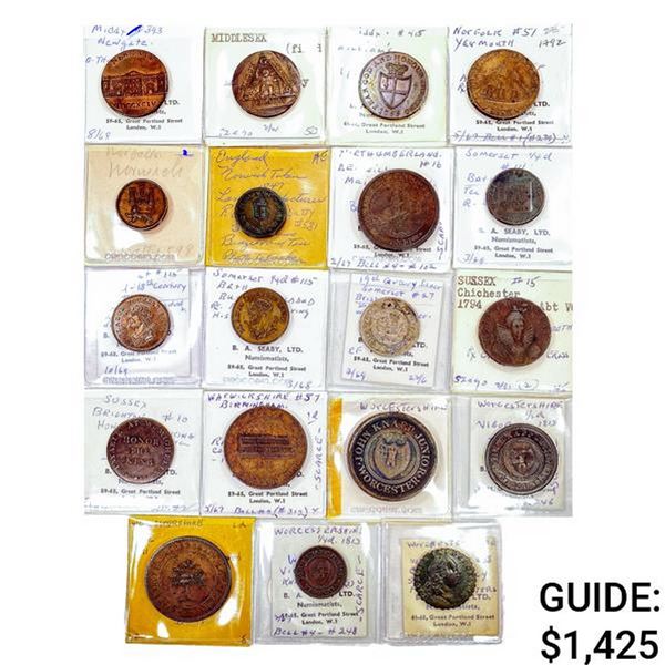 1780-1830 Varied British Copper Tokens [19 Coins]