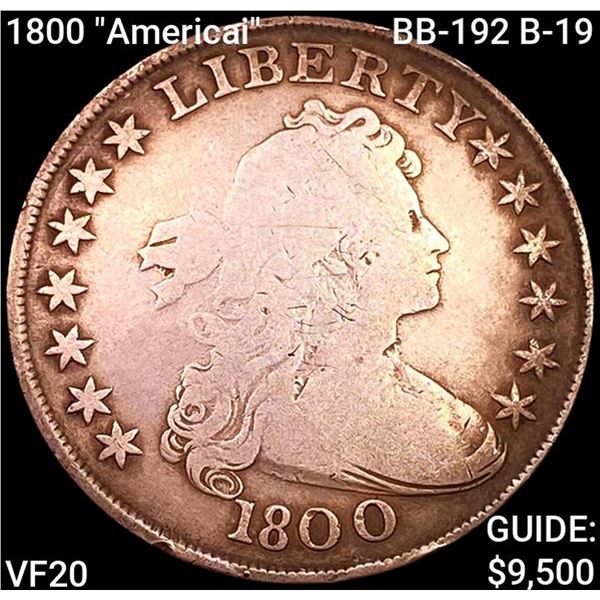 1800 "Americai" BB-192 B-19 Draped Bust Dollar LIGHTLY CIRCULATED