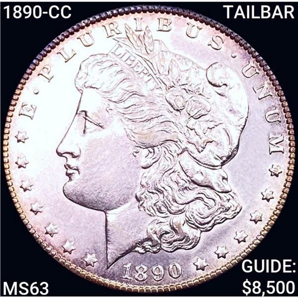 1890-CC TAILBAR Morgan Silver Dollar CHOICE BU