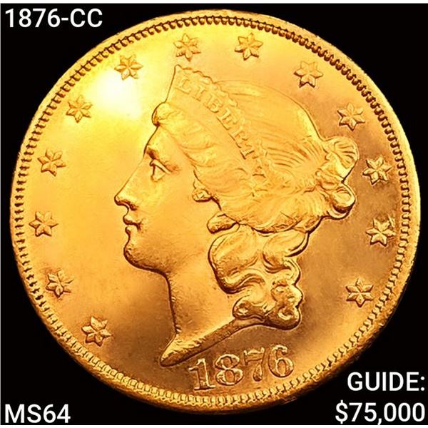 1876-CC $20 Gold Double Eagle CHOICE BU