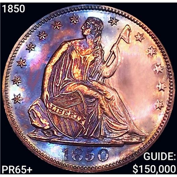 1850 Seated Liberty Half Dollar GEM PROOF +