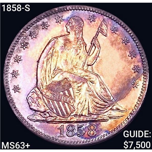 1858-S Seated Liberty Half Dollar CHOICE BU+