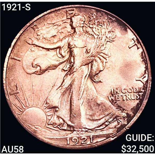 1921-S Walking Liberty Half Dollar CHOICE AU