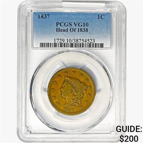 1837 "Head of 1838" Coronet Head Large Cent PCGS VG10