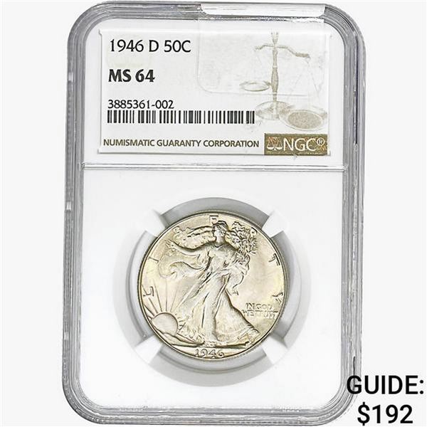 1946-D Walking Liberty Half Dollar NGC MS64