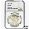 Image 1 : 1922 Silver Peace Dollar NGC MS65
