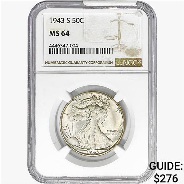 1943-S Walking Liberty Half Dollar NGC MS64