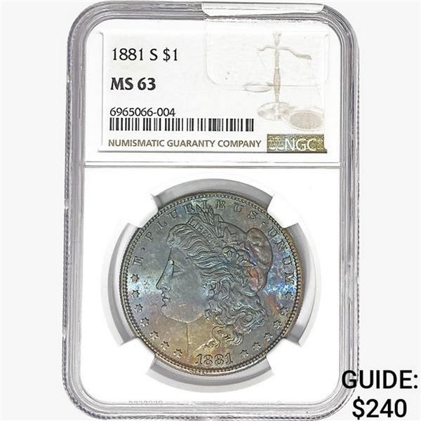 1881-S Morgan Silver Dollar NGC MS63
