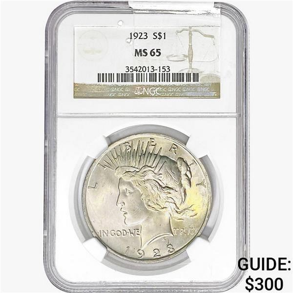 1923 Silver Peace Dollar NGC MS65