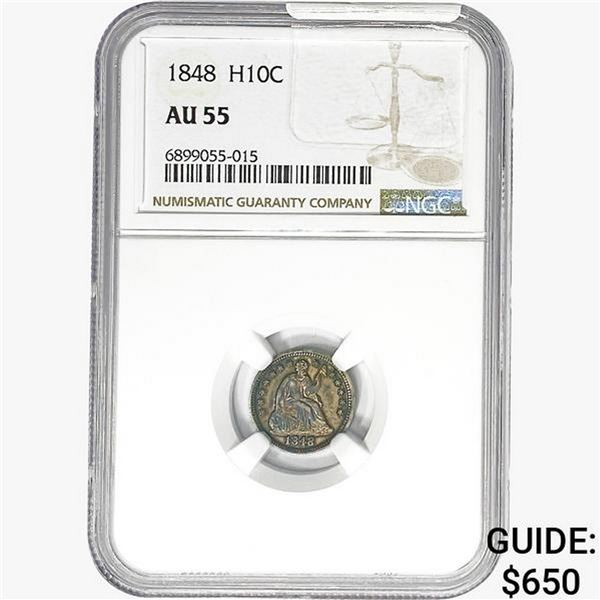 1848 Seated Liberty Half Dime NGC AU55