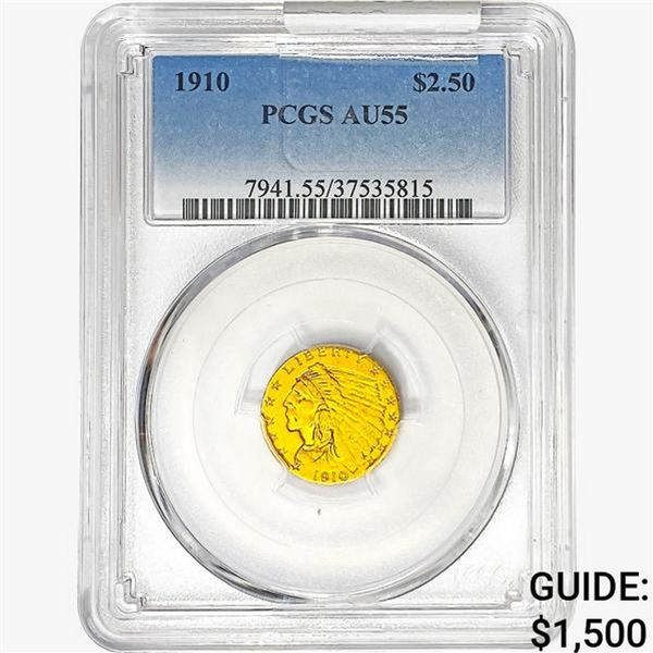 1910 $2.50 Gold Quarter Eagle PCGS AU55