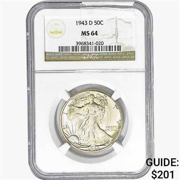 1943-D Walking Liberty Half Dollar NGC MS64