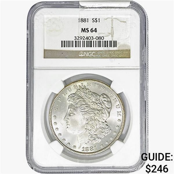 1881 Morgan Silver Dollar NGC MS64