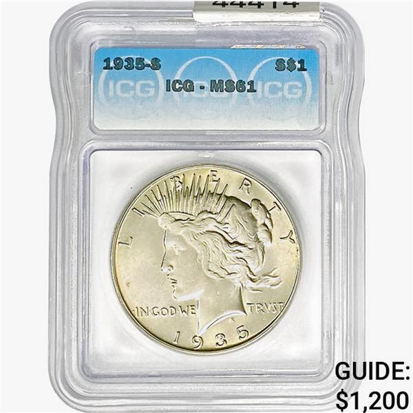 1935-S Silver Peace Dollar ICG MS61