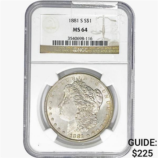 1881-S Morgan Silver Dollar NGC MS64