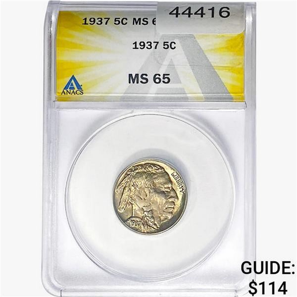 1937 Buffalo Nickel ANACS MS65