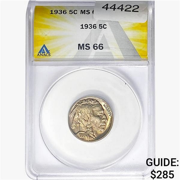 1936 Buffalo Nickel ANACS MS66