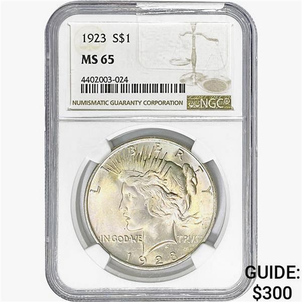 1923 Silver Peace Dollar NGC MS65