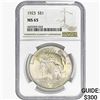 Image 1 : 1923 Silver Peace Dollar NGC MS65