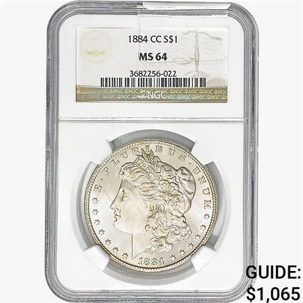 1884-CC Morgan Silver Dollar NGC MS64