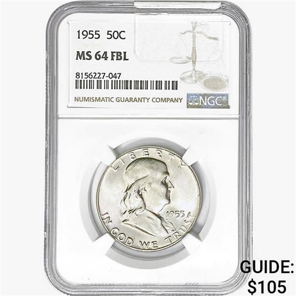 1955 Franklin Half Dollar NGC MS64 FBL
