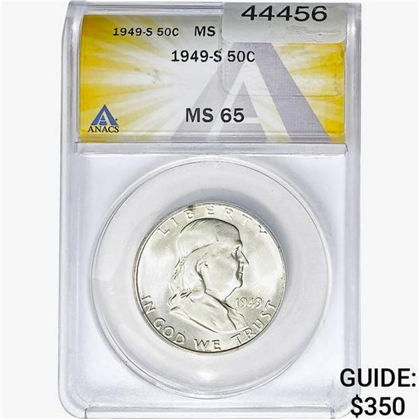 1949-S Franklin Half Dollar ANACS MS65