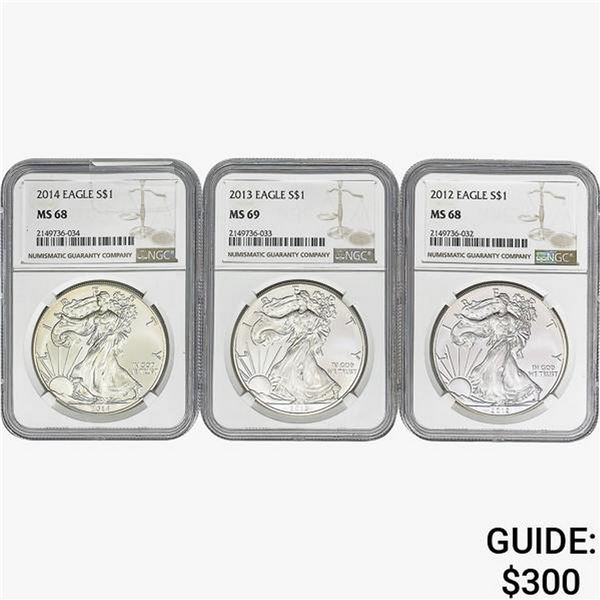 [3] 2012-2014 Silver Eagle NGC MS68/69