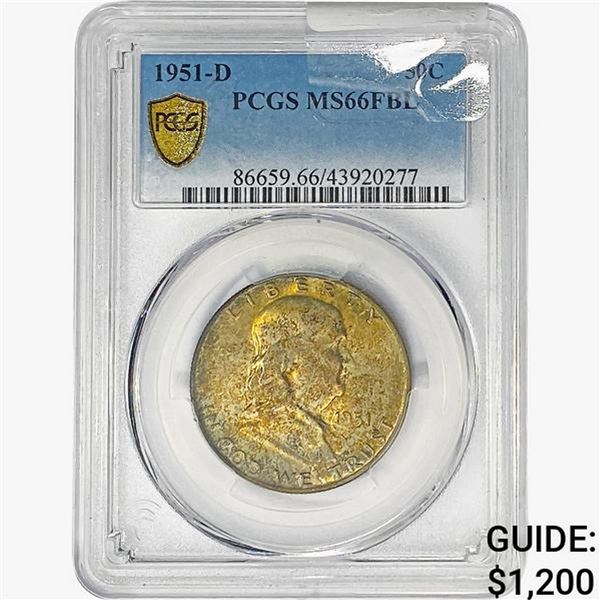 1951-D Franklin Half Dollar PCGS MS66 FBL