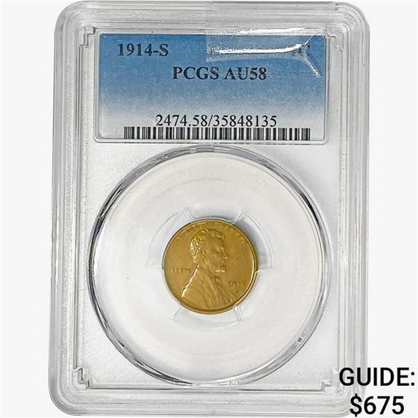 1914-S Wheat Cent PCGS AU58