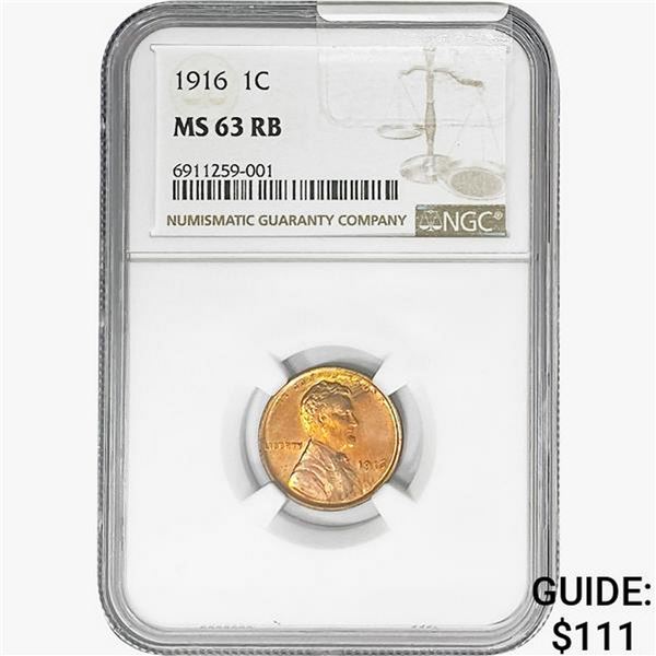 1916 Wheat Cent NGC MS63 RB