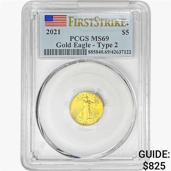 2021 0.10oz Gold $5 AGE TYPE 2 PCGS MS69