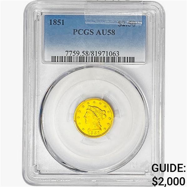 1851 $2.50 Gold Quarter Eagle PCGS AU58