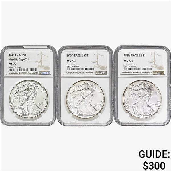 [3] 1998-2021 Silver Eagle NGC MS68/70