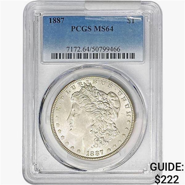 1887 Morgan Silver Dollar PCGS MS64