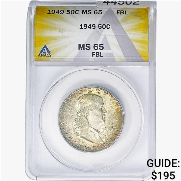 1949 Franklin Half Dollar ANACS MS65