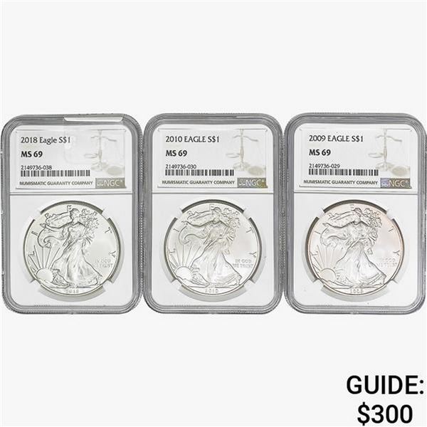 [3] 2009-2018 Silver Eagle NGC MS69