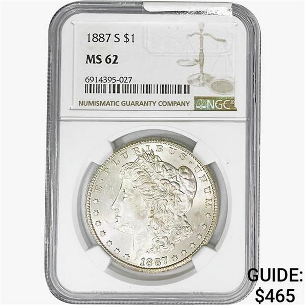 1887-S Morgan Silver Dollar NGC MS62