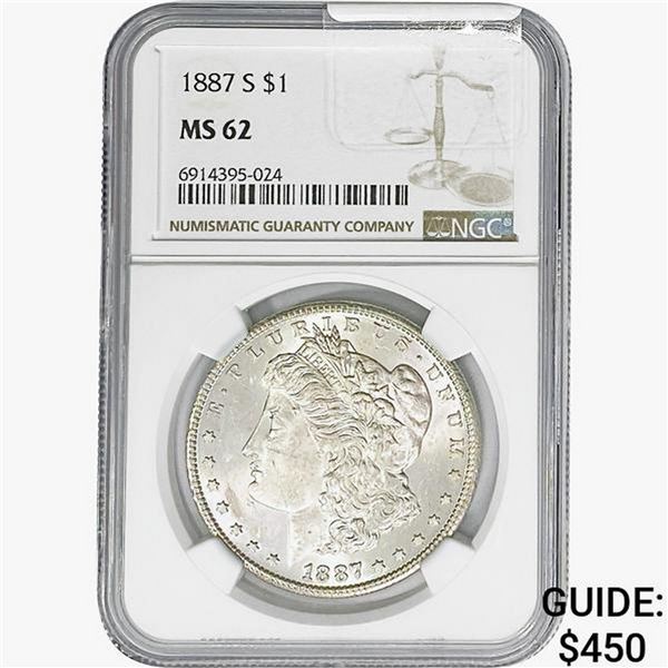 1887-S Morgan Silver Dollar NGC MS62