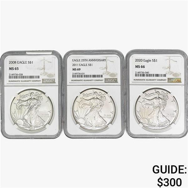 [3] 2008-2020 Silver Eagle NGC MS65