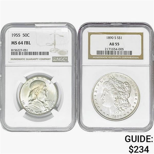 1955 Franklin Half Dollar NGC MS64 FBL