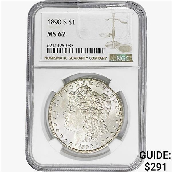 1890-S Morgan Silver Dollar NGC MS62