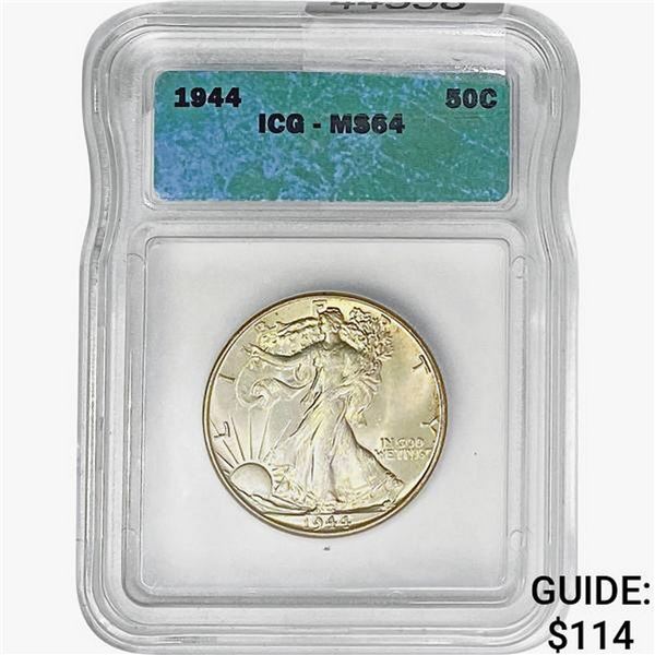 1944 Walking Liberty Half Dollar ICG MS64