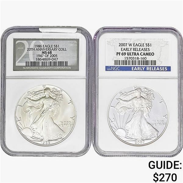 [2] 1986-2007 Silver Eagle NGC MS/PF68/69 ULTRA CAMEO