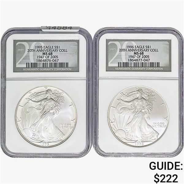 [2] 1995-1996 Silver Eagle NGC MS68
