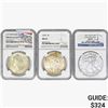 Image 1 : [3] 1921-2015 Various US Silver Dollar Coins NGC MS62/70